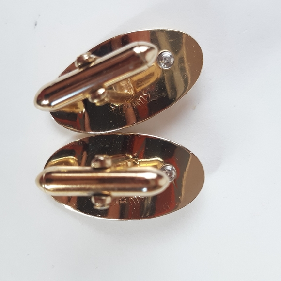Vintage SWANK Cuff Links Onyx Curved - Picture 3 of 7